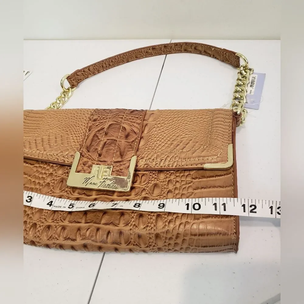 Marc Fisher Tan Croc-Embossed Women's Clutch